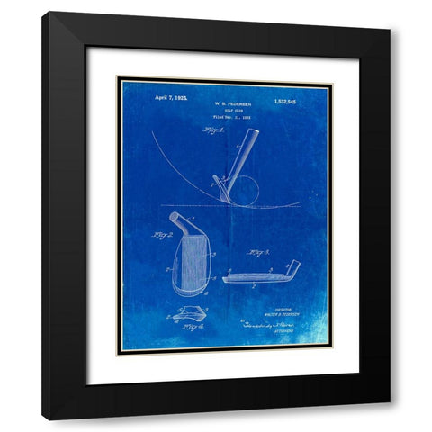 PP240-Faded Blueprint Golf Wedge 1923 Patent Poster Black Modern Wood Framed Art Print with Double Matting by Borders, Cole