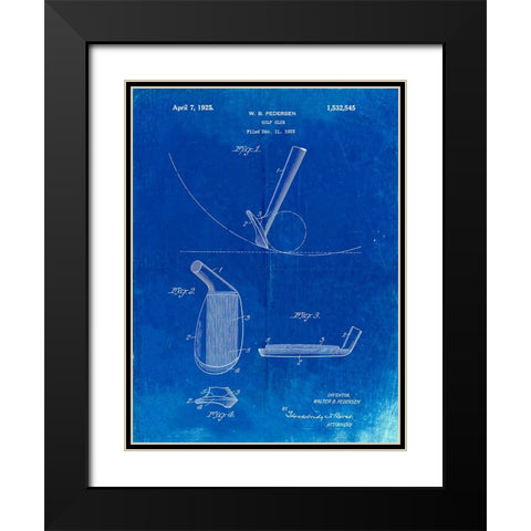 PP240-Faded Blueprint Golf Wedge 1923 Patent Poster Black Modern Wood Framed Art Print with Double Matting by Borders, Cole