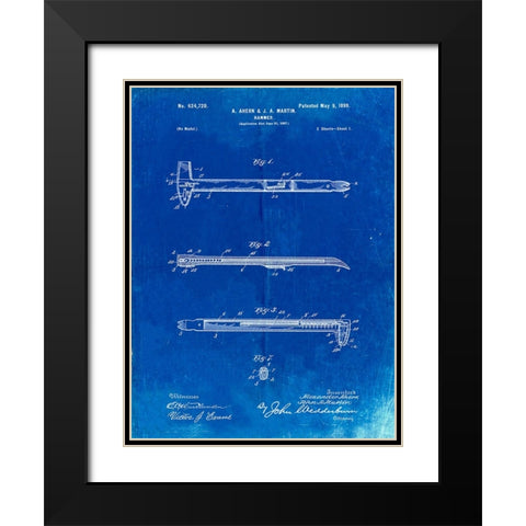 PP255-Faded Blueprint Dispensing Hammer Patent Poster Black Modern Wood Framed Art Print with Double Matting by Borders, Cole