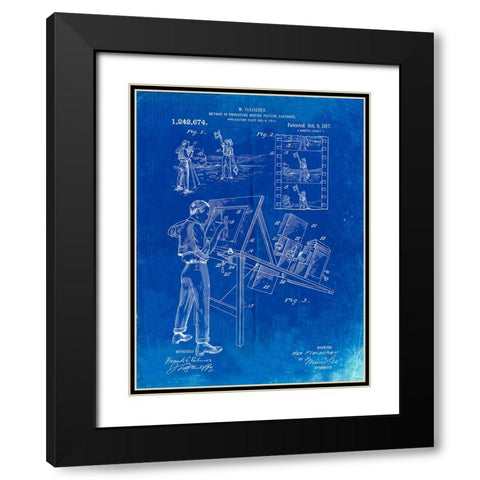 PP293-Faded Blueprint Cartoon Method Patent Poster Black Modern Wood Framed Art Print with Double Matting by Borders, Cole