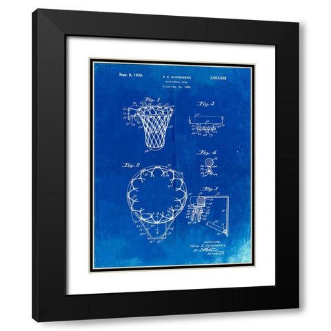 PP323-Faded Blueprint Golden Gate Bridge Main Tower Patent Poster Black Modern Wood Framed Art Print with Double Matting by Borders, Cole