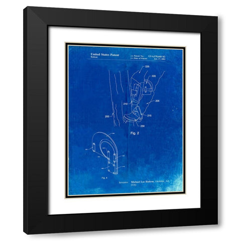 PP340-Faded Blueprint Pole Climber Knee Pads Patent Poster Black Modern Wood Framed Art Print with Double Matting by Borders, Cole