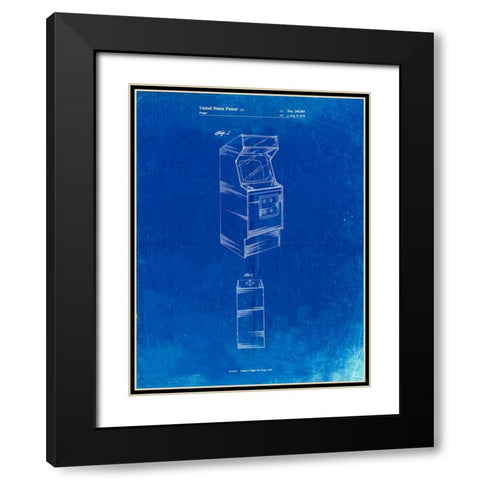 PP362-Faded Blueprint Arcade Game Cabinet Patent Poster Black Modern Wood Framed Art Print with Double Matting by Borders, Cole