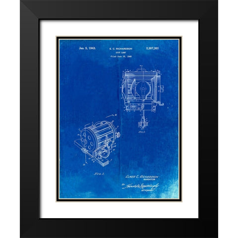 PP387-Faded Blueprint Movie Set Lighting Patent Poster Black Modern Wood Framed Art Print with Double Matting by Borders, Cole