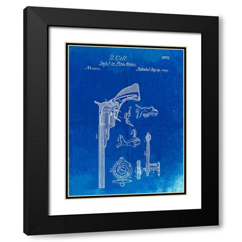 PP409-Faded Blueprint Colt Paterson Patent Poster Black Modern Wood Framed Art Print with Double Matting by Borders, Cole