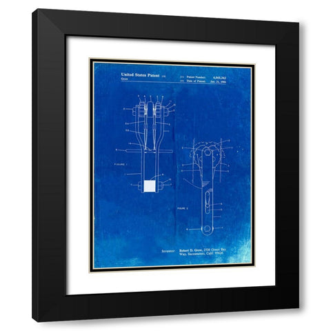 PP418-Faded Blueprint Rock Climbing Cam Patent Poster Black Modern Wood Framed Art Print with Double Matting by Borders, Cole