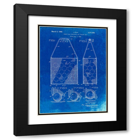 PP436-Faded Blueprint Tennis Hopper Patent Poster Black Modern Wood Framed Art Print with Double Matting by Borders, Cole