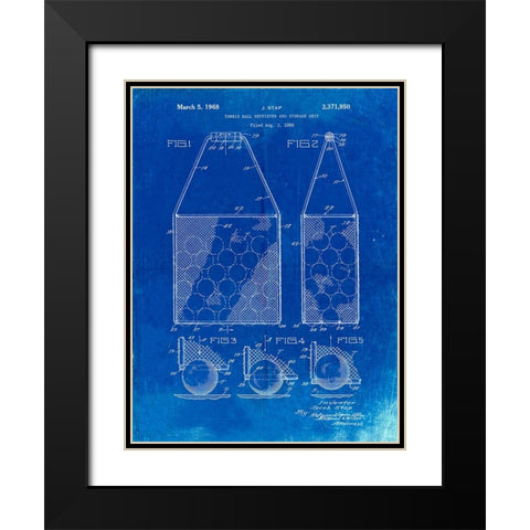 PP436-Faded Blueprint Tennis Hopper Patent Poster Black Modern Wood Framed Art Print with Double Matting by Borders, Cole