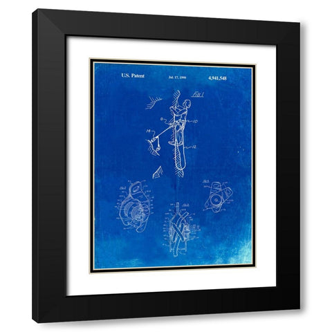 PP440-Faded Blueprint M-16 Rifle Patent Poster Black Modern Wood Framed Art Print with Double Matting by Borders, Cole