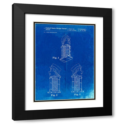 PP441-Faded Blueprint Pez Dispenser Patent Poster Black Modern Wood Framed Art Print with Double Matting by Borders, Cole