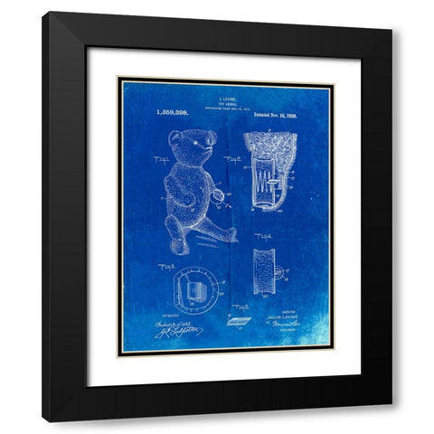 PP452-Faded Blueprint Whistle Teddy Bear 1919 Patent Poster Black Modern Wood Framed Art Print with Double Matting by Borders, Cole