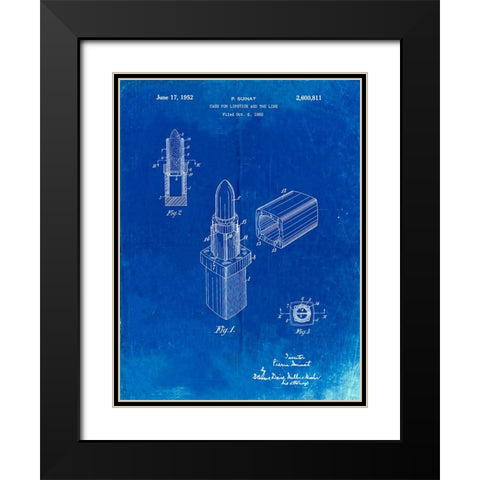 PP460-Faded Blueprint Chanel Lipstick Patent Poster Black Modern Wood Framed Art Print with Double Matting by Borders, Cole