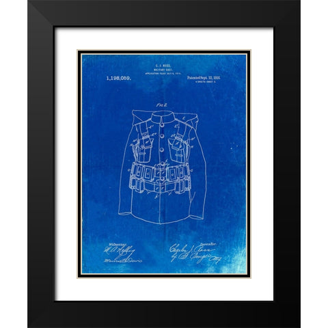 PP465-Faded Blueprint World War 1 Military Coat Patent Poster Black Modern Wood Framed Art Print with Double Matting by Borders, Cole