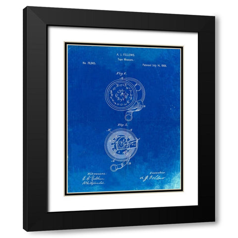PP468-Faded Blueprint Tape Measure 1868 Patent Poster Black Modern Wood Framed Art Print with Double Matting by Borders, Cole