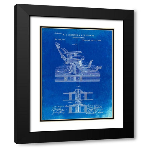 PP510-Faded Blueprint Dentist Chair Patent Poster Black Modern Wood Framed Art Print with Double Matting by Borders, Cole