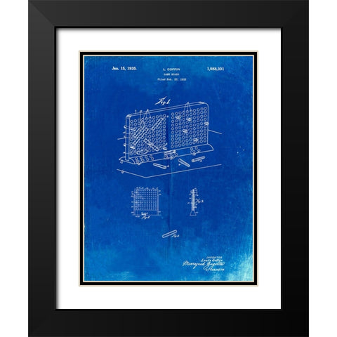 PP519-Faded Blueprint Battleship Game Patent Poster Black Modern Wood Framed Art Print with Double Matting by Borders, Cole