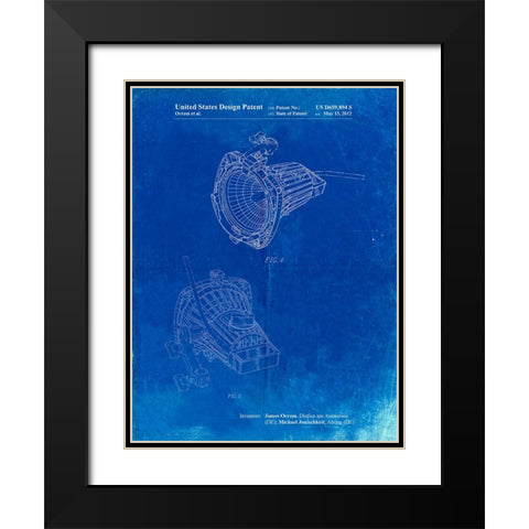 PP536-Faded Blueprint Movie Set Lighting Poster Black Modern Wood Framed Art Print with Double Matting by Borders, Cole