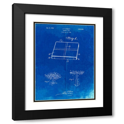 PP540-Faded Blueprint Soccer Ball 1985 Patent Poster Black Modern Wood Framed Art Print with Double Matting by Borders, Cole