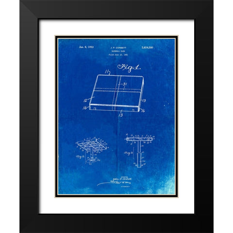PP540-Faded Blueprint Soccer Ball 1985 Patent Poster Black Modern Wood Framed Art Print with Double Matting by Borders, Cole