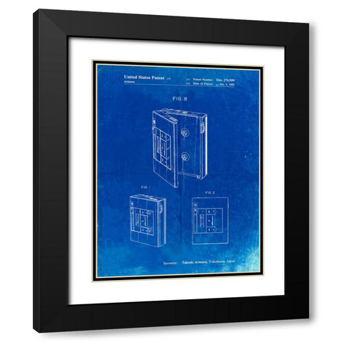 PP551-Faded Blueprint Toshiba Walkman Patent Poster Black Modern Wood Framed Art Print with Double Matting by Borders, Cole
