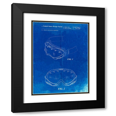PP554-Faded Blueprint Ski Goggles Patent Poster Black Modern Wood Framed Art Print with Double Matting by Borders, Cole