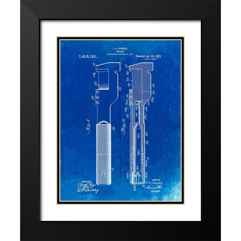 PP594-Faded Blueprint Adjustable Wrench 1922 Patent Poster Black Modern Wood Framed Art Print with Double Matting by Borders, Cole