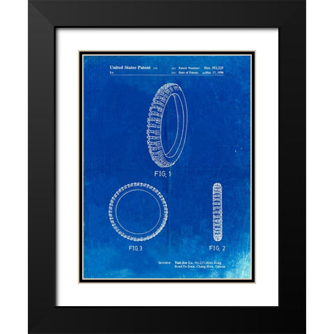 PP600-Faded Blueprint Mountain Bike Tire Patent Poster Black Modern Wood Framed Art Print with Double Matting by Borders, Cole