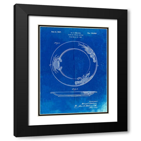 PP619-Faded Blueprint Sunshine Care Bear Patent Poster Black Modern Wood Framed Art Print with Double Matting by Borders, Cole