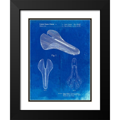 PP637-Faded Blueprint Bicycle Seat Patent Poster Black Modern Wood Framed Art Print with Double Matting by Borders, Cole