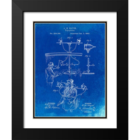 PP642-Faded Blueprint Bowling Pin 1967 Patent Poster Black Modern Wood Framed Art Print with Double Matting by Borders, Cole