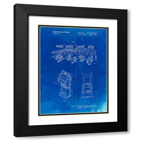 PP654-Faded Blueprint Bowling Alley Patent Poster Black Modern Wood Framed Art Print with Double Matting by Borders, Cole