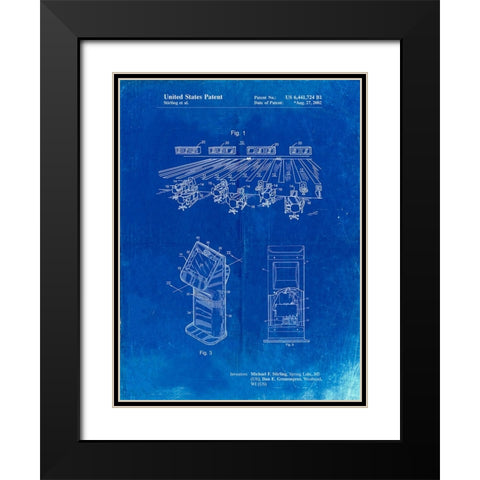 PP654-Faded Blueprint Bowling Alley Patent Poster Black Modern Wood Framed Art Print with Double Matting by Borders, Cole