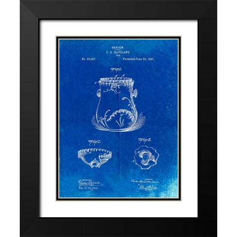 PP660-Faded Blueprint Kitchen Jar Pitcher Poster Black Modern Wood Framed Art Print with Double Matting by Borders, Cole
