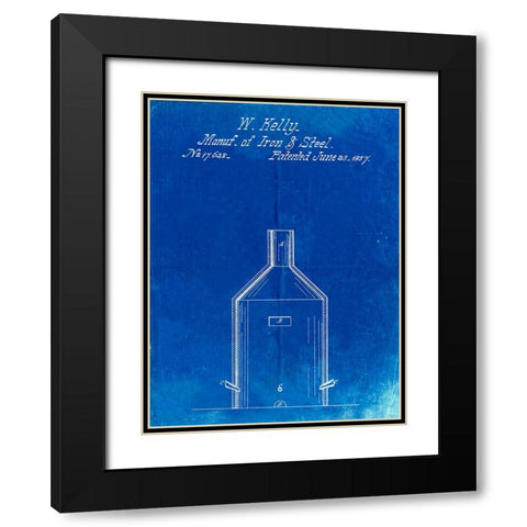 PP666-Faded Blueprint Steel Manufacturing Poster Black Modern Wood Framed Art Print with Double Matting by Borders, Cole