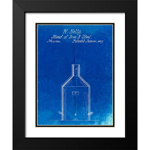 PP666-Faded Blueprint Steel Manufacturing Poster Black Modern Wood Framed Art Print with Double Matting by Borders, Cole