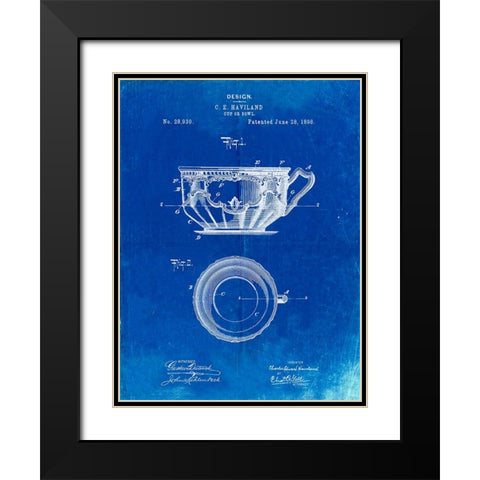 PP670-Faded Blueprint Gyrocompass Patent Poster Black Modern Wood Framed Art Print with Double Matting by Borders, Cole