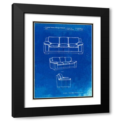 PP671-Faded Blueprint Couch Patent Poster Black Modern Wood Framed Art Print with Double Matting by Borders, Cole