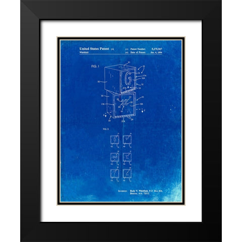 PP674-Faded Blueprint Childrens Building Block Black Modern Wood Framed Art Print with Double Matting by Borders, Cole