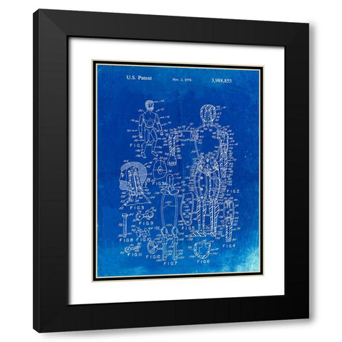 PP675-Faded Blueprint The Defenders Toy 1976 Patent Poster Black Modern Wood Framed Art Print with Double Matting by Borders, Cole