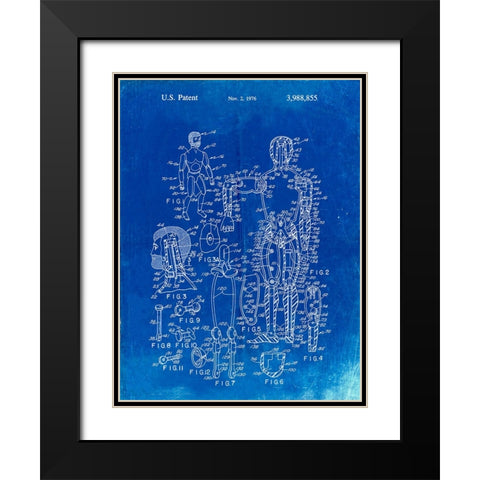 PP675-Faded Blueprint The Defenders Toy 1976 Patent Poster Black Modern Wood Framed Art Print with Double Matting by Borders, Cole