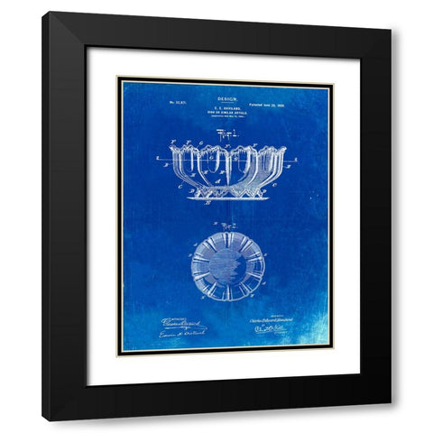 PP680-Faded Blueprint Haviland Decorative Bowl Patent Poster Black Modern Wood Framed Art Print with Double Matting by Borders, Cole