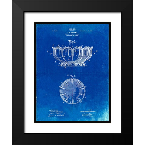 PP680-Faded Blueprint Haviland Decorative Bowl Patent Poster Black Modern Wood Framed Art Print with Double Matting by Borders, Cole