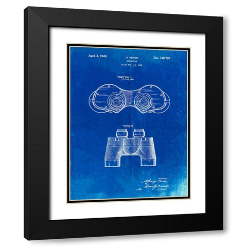 PP684-Faded Blueprint Binoculars Patent Poster Black Modern Wood Framed Art Print with Double Matting by Borders, Cole