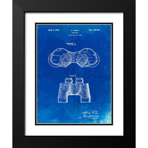 PP684-Faded Blueprint Binoculars Patent Poster Black Modern Wood Framed Art Print with Double Matting by Borders, Cole