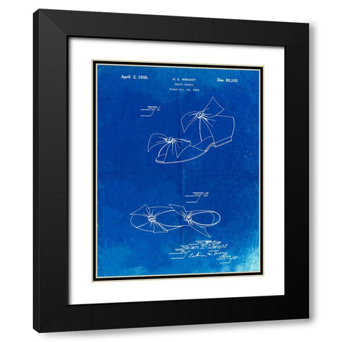 PP722-Faded Blueprint Beach Sandal 1934 Patent Poster Black Modern Wood Framed Art Print with Double Matting by Borders, Cole
