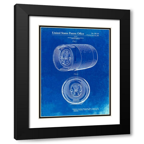 PP730-Faded Blueprint Beer Keg Patent Poster Black Modern Wood Framed Art Print with Double Matting by Borders, Cole