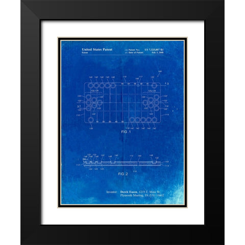 PP731-Faded Blueprint Beer Pong Patent Poster Black Modern Wood Framed Art Print with Double Matting by Borders, Cole