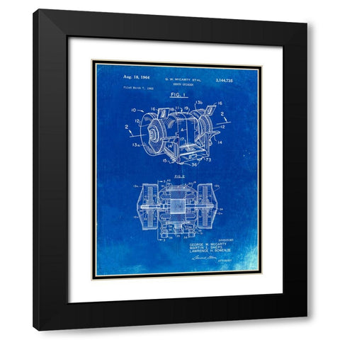 PP733-Faded Blueprint Bench Grinder Patent Poster Black Modern Wood Framed Art Print with Double Matting by Borders, Cole