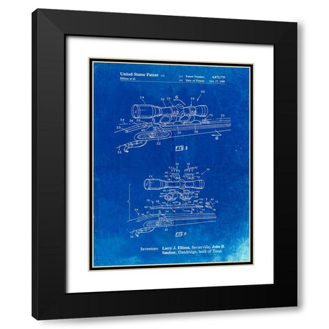 PP740-Faded Blueprint Black Powder Rifle Scope Patent Poster Black Modern Wood Framed Art Print with Double Matting by Borders, Cole