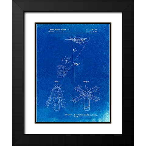 PP750-Faded Blueprint Boeing Sonobuoy Patent Poster Black Modern Wood Framed Art Print with Double Matting by Borders, Cole